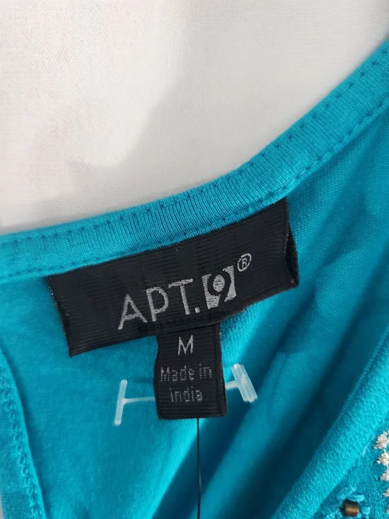 Apt. 9 Teal Sleeveless Tank with Beaded Geometric Neckline Size M #festive #fun - Picture 4 of 7